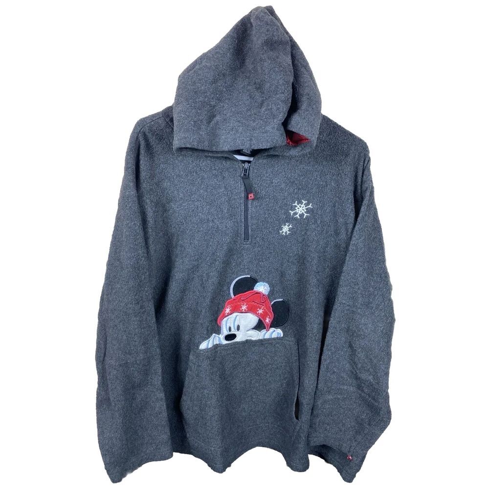 Vtg Mickey Unlimited Hoodie Womens Sz 26W/28W Gray Pullover‎ 1/4 Zip Long Sleeve